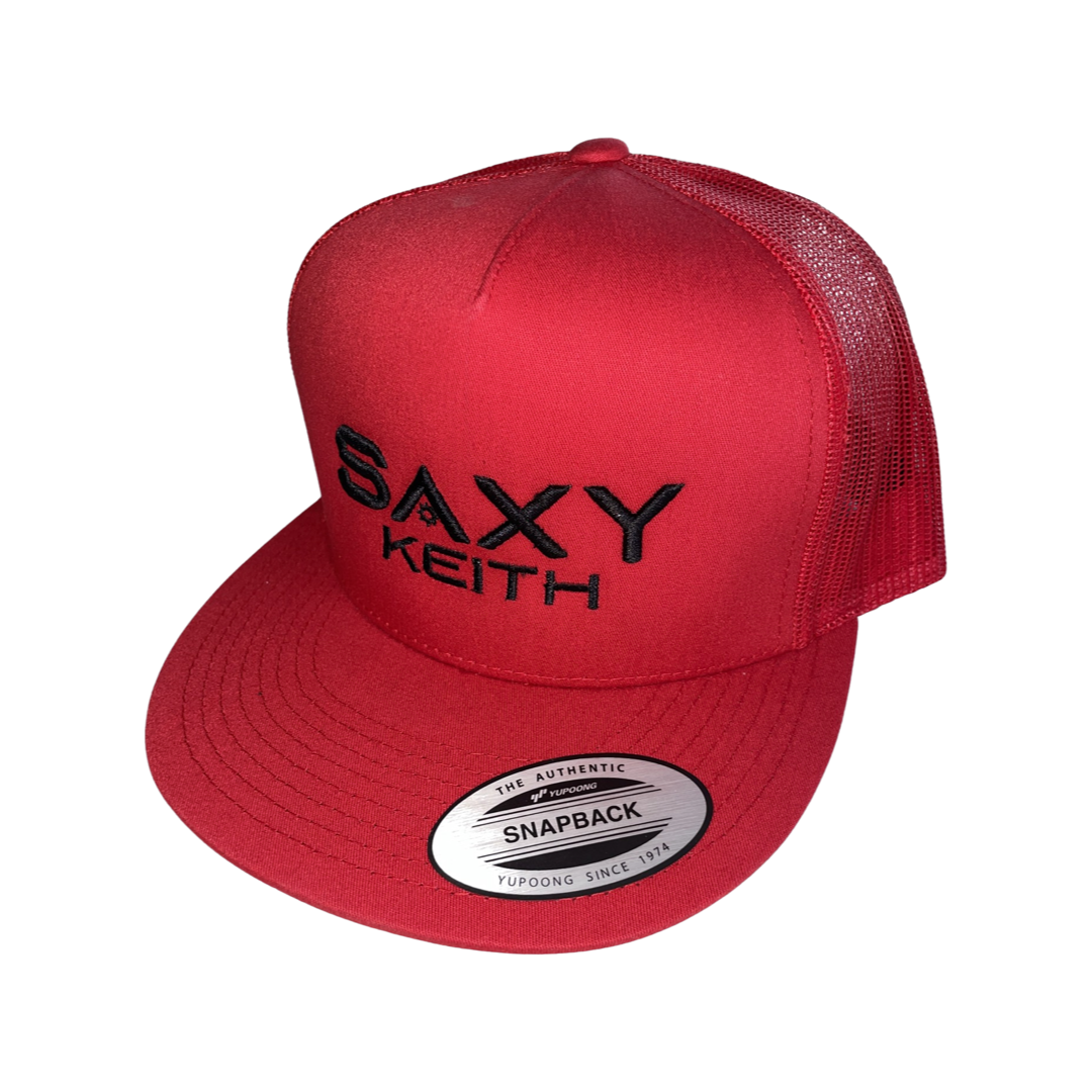 Red mesh, Red front, Black Saxy Keith letters